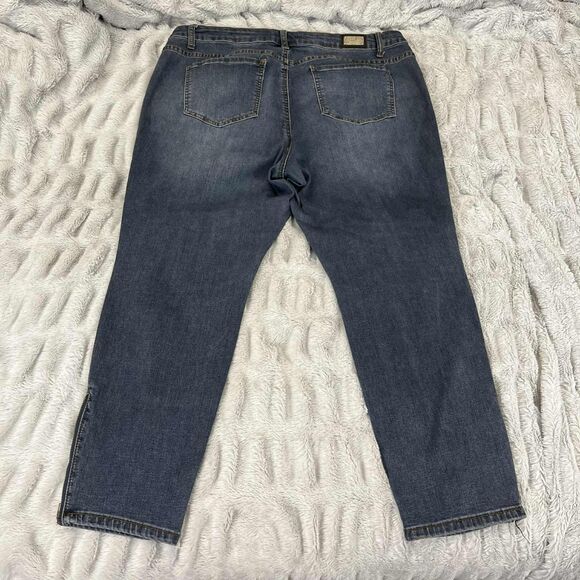 Earl Jeans Women 20W Skinny Ankle Blue Stretch Denim Zip Hem Mid Rise Faded Wash - Picture 2 of 11